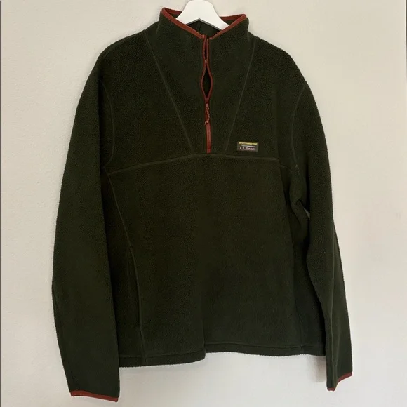 VINTAGE L.L.Bean Men's Katahdin Fleece Pullover Green Olive XL - Picture 2 of 5